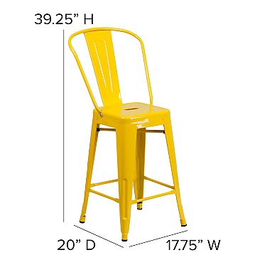 Flash Furniture All-Weather Commercial Counter Stool with Removable Back & Poly Resin Seat