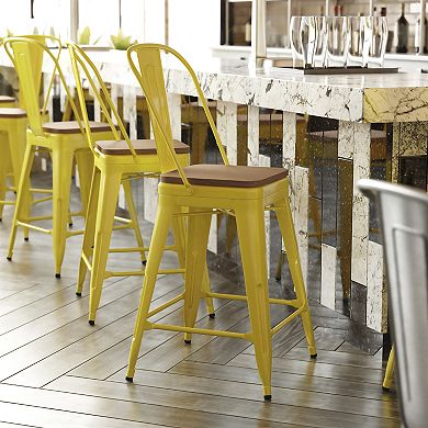 Flash Furniture All-Weather Commercial Counter Stool with Removable Back & Poly Resin Seat