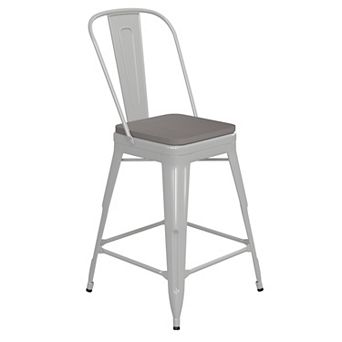 Flash Furniture All-Weather Commercial Counter Stool with Removable Back & Poly Resin Seat