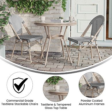 Flash Furniture Indoor/Outdoor Commercial Bistro Set with Table and Two Chairs