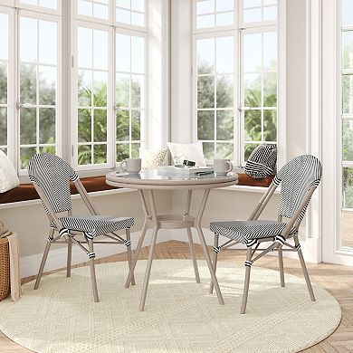 Flash Furniture Indoor/Outdoor Commercial Bistro Set with Table and Two Chairs