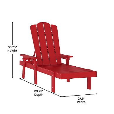 Flash Furniture All-Weather Commercial Adjustable Lounge Chair with Fold Out Cup Holder