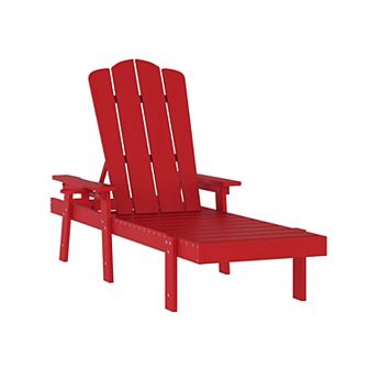 Flash Furniture All-Weather Commercial Adjustable Lounge Chair with Fold Out Cup Holder