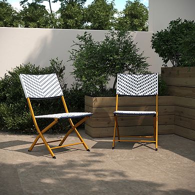 Flash Furniture 2PC Indoor/Outdoor PE Rattan Folding Bistro Chairs