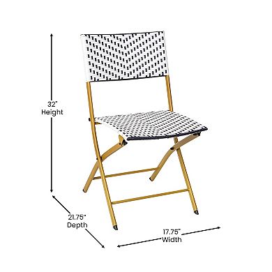 Flash Furniture 2PC Indoor/Outdoor PE Rattan Folding Bistro Chairs
