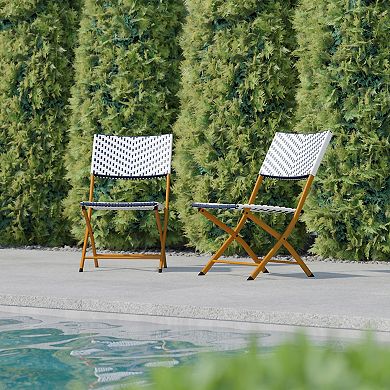 Flash Furniture 2PC Indoor/Outdoor PE Rattan Folding Bistro Chairs