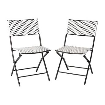 Flash Furniture 2 pc Indoor/Outdoor PE Rattan Folding Bistro Chairs
