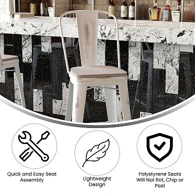 Flash Furniture All-Weather Bar Height Stool with Poly Resin Seat