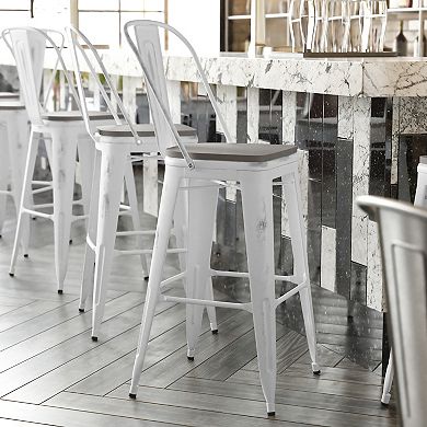 Flash Furniture All-Weather Bar Height Stool with Poly Resin Seat