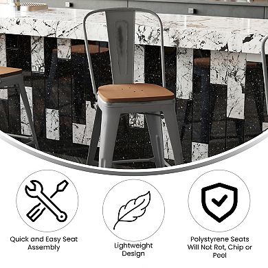 Flash Furniture Indoor Counter Height Stool with Poly Resin Colorful Seat