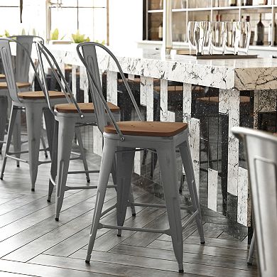 Flash Furniture Indoor Counter Height Stool with Poly Resin Colorful Seat