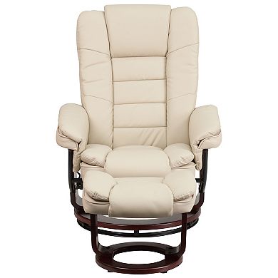 Flash Furniture Contemporary LeatherSoft Recliner with Horizontal Stitching and Ottoman