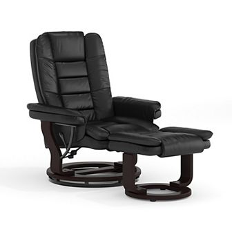 Flash Furniture Contemporary LeatherSoft Recliner with Horizontal Stitching and Ottoman