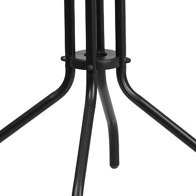 Flash Furniture 23.75" Round Tempered Glass Metal Table with Smooth Ripple Design Top