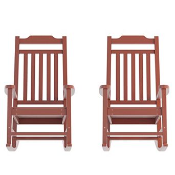 Flash Furniture 2 Pack All-Weather Faux Wood Rocking Chair - Patio and Yard Furniture