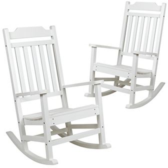 Flash Furniture 2 Pack All-Weather Faux Wood Rocking Chair - Patio and Yard Furniture
