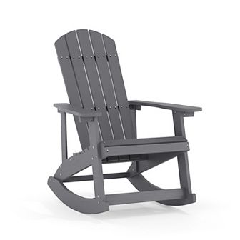 Flash Furniture Adirondack Style Poly Resin Wood Rocking Chair for Indoor/Outdoor Use