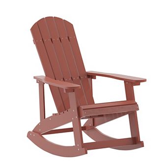 Flash Furniture Adirondack Style Poly Resin Wood Rocking Chair for Indoor/Outdoor Use