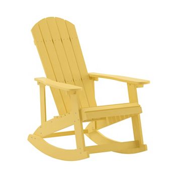 Flash Furniture Adirondack Style Poly Resin Wood Rocking Chair for Indoor/Outdoor Use