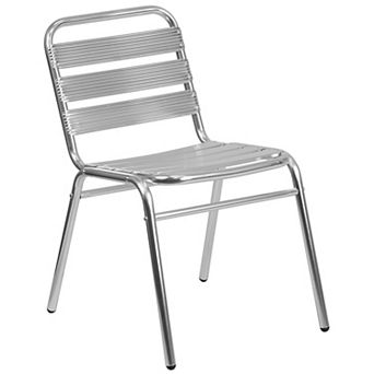 Flash Furniture Commercial Metal Indoor-Outdoor Restaurant Stack Chair with Triple Slat Back