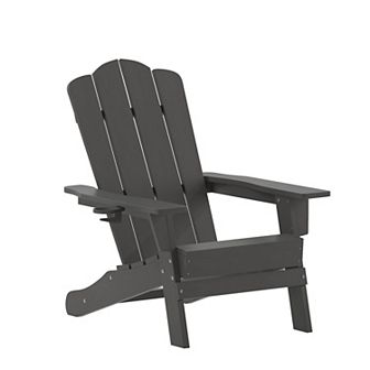 Flash Furniture Commercial Grade All-Weather Adirondack Chair with Swiveling Cupholder