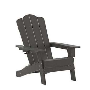 Flash Furniture Commercial Grade All-Weather Adirondack Chair with Swiveling Cupholder