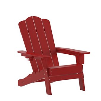 Flash Furniture Commercial Grade All-Weather Adirondack Chair with Swiveling Cupholder