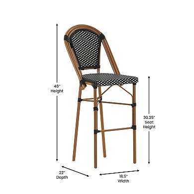 Flash Furniture 2 Pack All-Weather Commercial Paris Stools with Rattan Print Frame