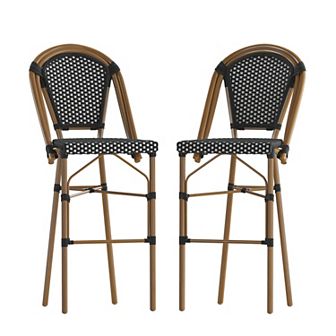 Flash Furniture 2 Pack All-Weather Commercial Paris Stools with Rattan Print Frame