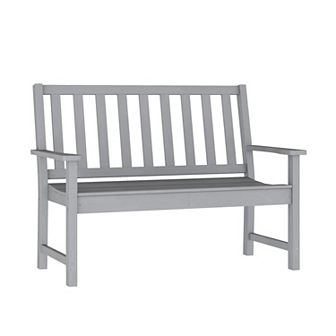 Flash Furniture All Weather Heavy Duty Commercial Recycled HDPE Bench with Curved Seat