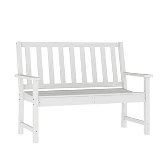 Flash Furniture All Weather Heavy Duty Commercial Recycled HDPE Bench with Curved Seat