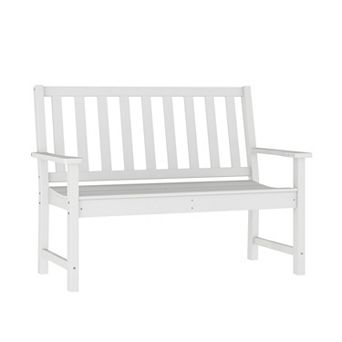 Flash Furniture All Weather Heavy Duty Commercial Recycled HDPE Bench with Curved Seat