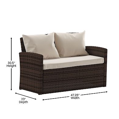 Flash Furniture 4 Piece Patio Set with Gray Back Pillows & Seat Cushions - Outdoor Seating