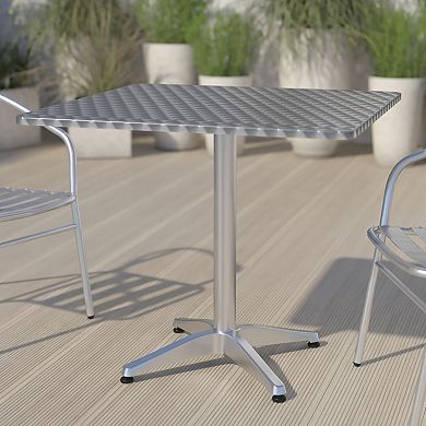 Flash Furniture 31.5" Square Aluminum Smooth Top Indoor-Outdoor Table with Base