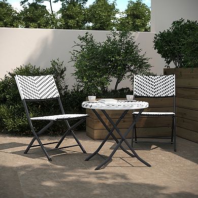 Flash Furniture 3PC Indoor/Outdoor PE Rattan Folding Bistro Set