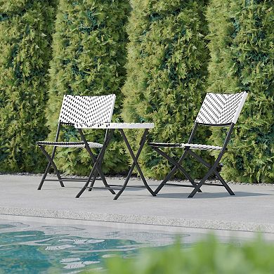 Flash Furniture 3PC Indoor/Outdoor PE Rattan Folding Bistro Set