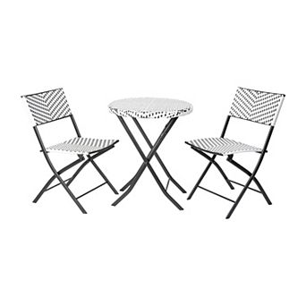 Flash Furniture 3 pc Indoor/Outdoor PE Rattan Folding Bistro Set