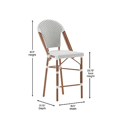 Flash Furniture 2 Pack All-Weather Commercial Paris Stools with Rattan Print Frame