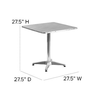Flash Furniture 27.5" Square Aluminum Smooth Top Indoor-Outdoor Table with Base