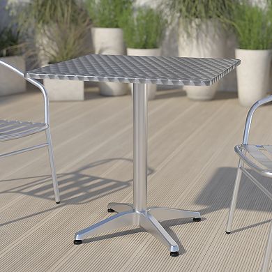Flash Furniture 27.5" Square Aluminum Smooth Top Indoor-Outdoor Table with Base