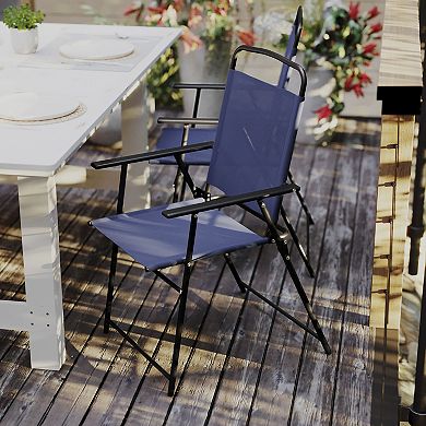 Flash Furniture Set of 2 All-Weather Textilene Patio Sling Chairs with Armrests