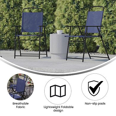 Flash Furniture Set of 2 All-Weather Textilene Patio Sling Chairs with Armrests