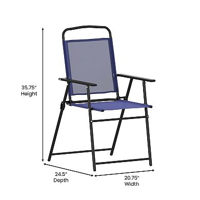 Flash Furniture Set of 2 All-Weather Textilene Patio Sling Chairs with Armrests