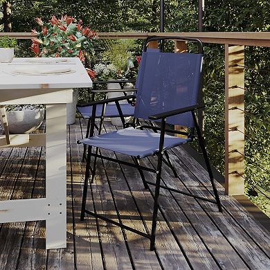 Flash Furniture Set of 2 All-Weather Textilene Patio Sling Chairs with Armrests