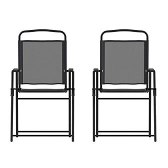 Flash Furniture Set of 2 All-Weather Textilene Patio Sling Chairs with Armrests