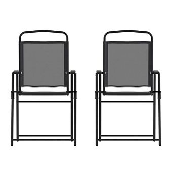 Flash Furniture Set of 2 All-Weather Textilene Patio Sling Chairs with Armrests
