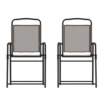 Flash Furniture Set of 2 All-Weather Textilene Patio Sling Chairs with Armrests