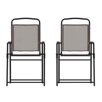 Flash Furniture Set of 2 All-Weather Textilene Patio Sling Chairs with Armrests
