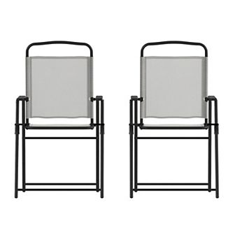 Flash Furniture Set of 2 All-Weather Textilene Patio Sling Chairs with Armrests