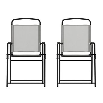 Flash Furniture Set of 2 All-Weather Textilene Patio Sling Chairs with Armrests